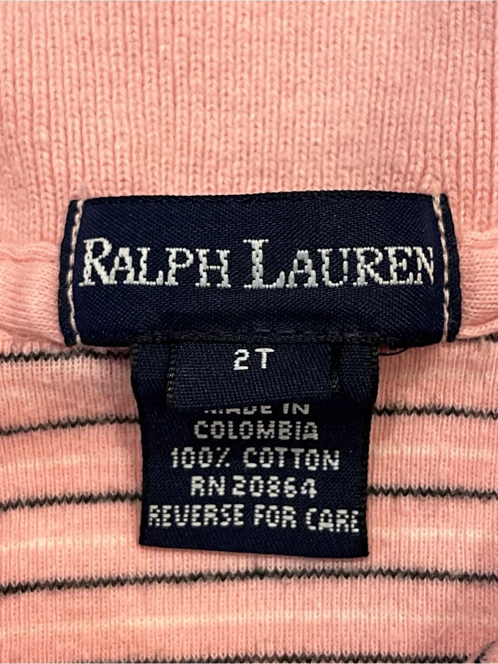 Ralph Lauren 90s Pink Navy Striped A Line Polo Vintage Dress 2T